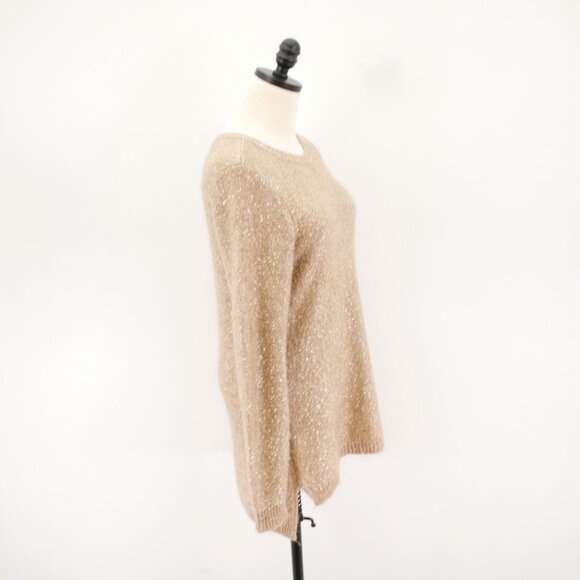 Calvin Klein Medium Knit Brown Pink Sequin Scoop Neck Sweater Polyester Nylon - Picture 6 of 8